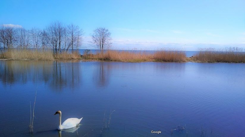 Пляж на берегу лагуны